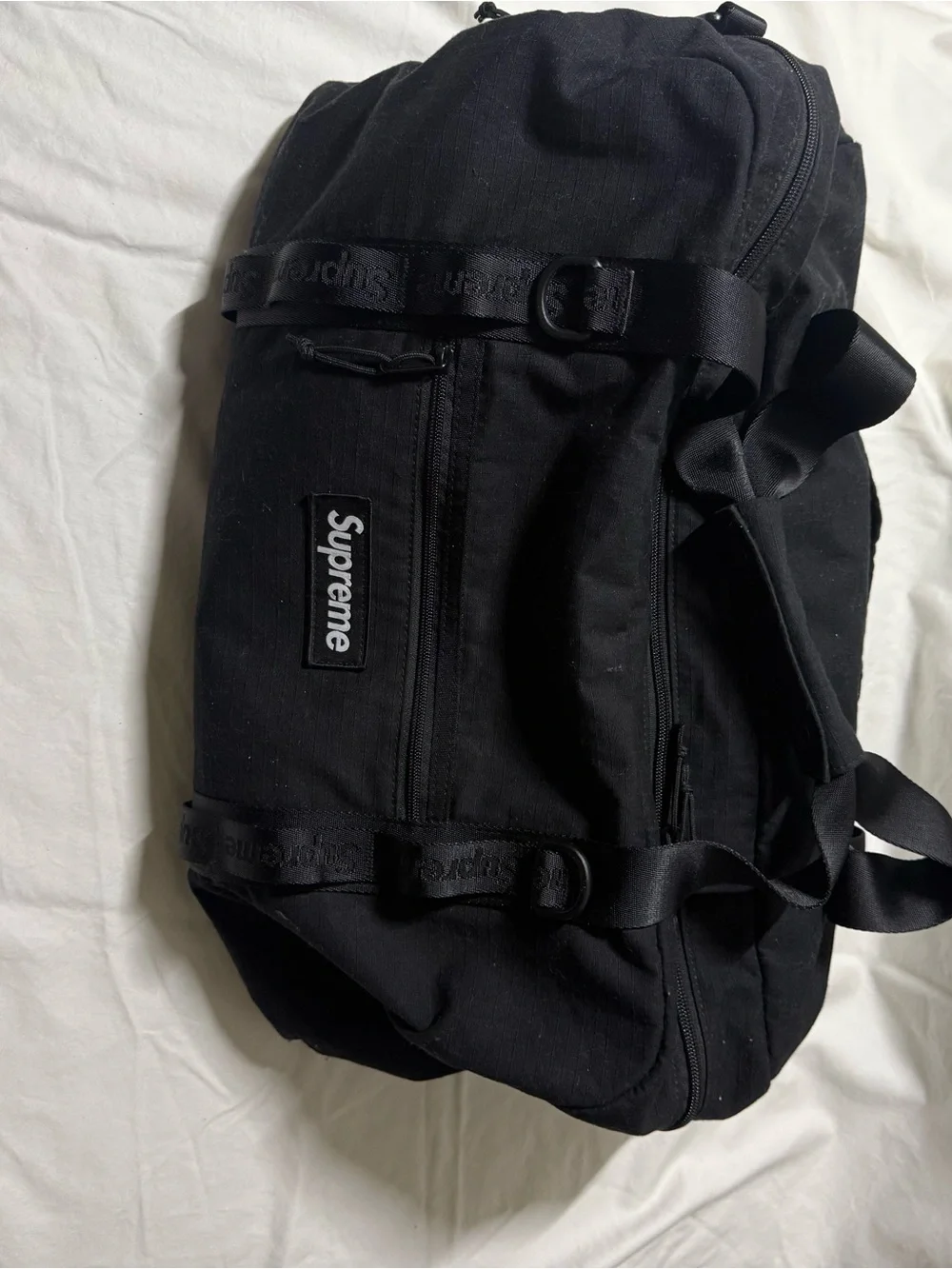 Supreme Black Duffel Bag with Box Logo Patch